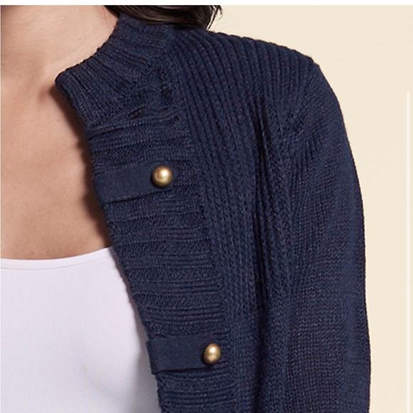 Tab button detail duster - navy blue - Picture 2 of 8